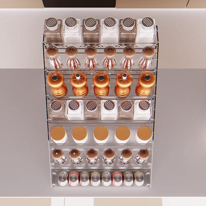 Tiered Spice Rack Acrylic, 7 Tier Clear Spice Rack Organizer for Cabinet, Vertical Spice Rack Shelf Durable Kitchen Seasoning Organizer for Countertop, Cabinet, Pantry, Kitchen Storage (7 Tier)