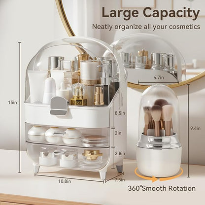 Makeup Organizer Countertop, Skincare Bathroom Counter Organizer, Storage Box Cosmetic Display Cases, Teen Girl Gifts Trendy Stuff Make up Organizers for Vanity, Dresser (Sliver)