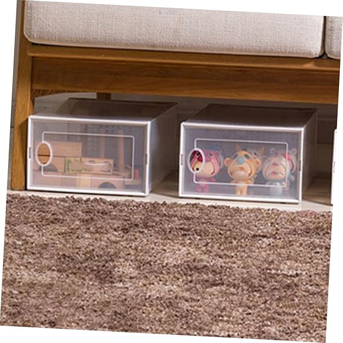 Flip-on Shoe Cabinet Stackable Plastic Shoe Organizer Clear Overlapping Shoes Case for Sneakers Sandals Home Storage 12.99X9.05X5.51In
