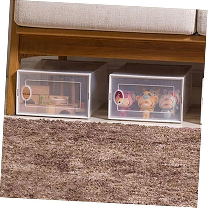 Flip-on Shoe Cabinet Stackable Plastic Shoe Organizer Clear Overlapping Shoes Case for Sneakers Sandals Home Storage 12.99X9.05X5.51In