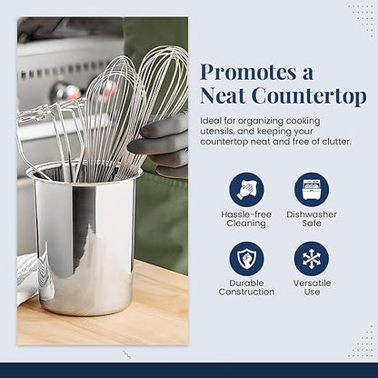 OCS Parts 6.75-Inch Kitchen Utensil Holders | Set of 3 | Stainless Steel Dishwasher Safe Kitchen Countertop Organizers