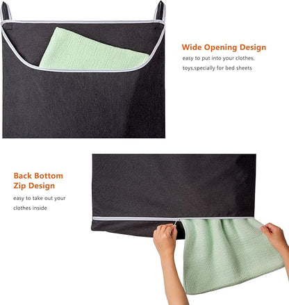 SAVERHO Black Hanging Laundry Hamper Bag, XL Door Hanging Hamper with Large Openging Laundry Hamper Storage Bag Large Size 36X22 Inch (Black)