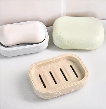 4 Pack Plastic Soap Dish,Double Layer Soap Container Draining Soap Holder,Multi-Functional Soap Holder for Shower/Bathroom or Kitchen