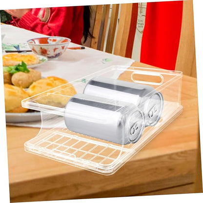 Stackable Beverage Can Organizer with Rolling Dispenser Practical Drink Storage for Fridge Countertop Pantry Easy for Soda Beer Cans