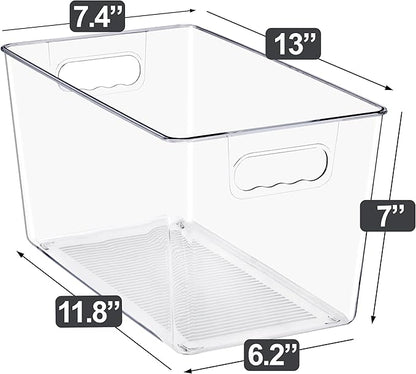 Sorbus Clear Storage Bins, 8 Pack X-Large Organization Bins with Handles – Clear Storage Containers for Storage, Pantry, Fridge, Cabinet, Closet & Kitchen Organization – BPA-Free Plastic