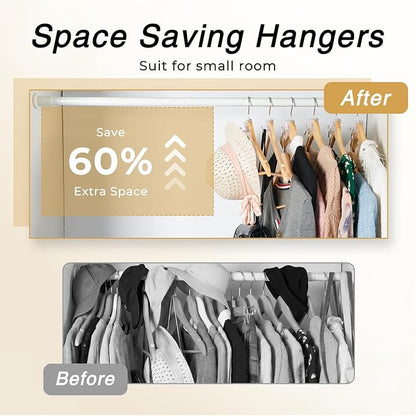 HOUSE DAY Space Saving Hangers 20 Pack, Clear Clothes Hanger Connector Hooks, Heavy Duty Hangers Space Saver, Premium College Dorm Room Essentials, Closet Organizers and Storage