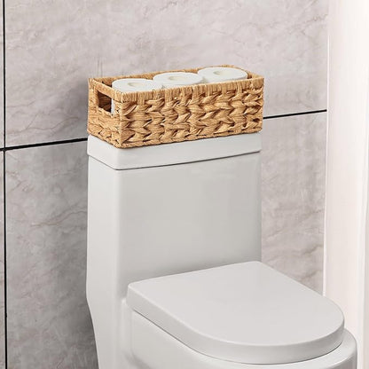Vagusicc Wicker Storage Basket, Wicker Baskets with Handles, Toilet Paper Basket for Toilet Tank Top, Small Wicke Baskets for Organizing Shelves, 2-Pack