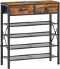 YATINEY 5 Tier Shoe Rack, Large Capacity Shoe Storage Organizer, Metal Shoe Shelf with Drawer and Wooden Top, for 20 Pairs of Shoes, for Entryway, Closet, Rustic Brown and Black SS25BRY1N1