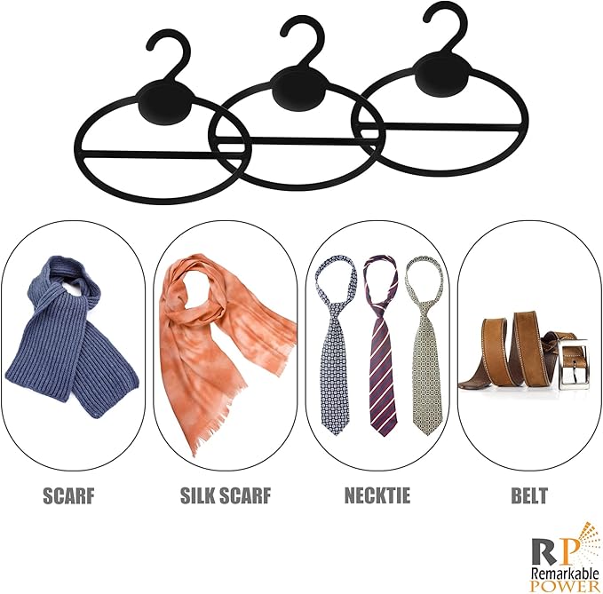 50 Pack Black Scarf Hanger Plastic Scarf Holders Scarves Ties Organizers for Headscarves Clothing Sorting Storing
