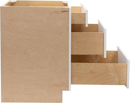 Quicklock RTA (Ready-to-Assemble) | Base Kitchen Cabinets - Shaker Style | Made in America (Pure White, 30" W x 34.5" H x 24" D 3 Drawer Pots and Pans)