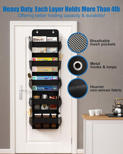 Over The Door Storage Organizer, RV Bathroom Organizer, Over The Door Organizer Camper Storage and Organization, 5 Shelf Hanging Over Door Organizer for Camper, Bathroom, Bedroom, Closet-Black