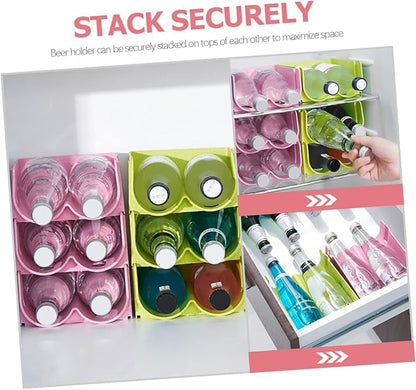 Garneck 3pcs Beer Storage Rack Soda Can Dispenser Plastic Beer Organizer Kitchen Storage Organizer Fridge Bottle Holder