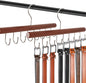 2PCS Belt Organizer Hanger,Sturdy Wood Belt Rack Closet Accessories with 8 Hooks Belt Organizer for Closet Organizers and Storage (Mahogany)