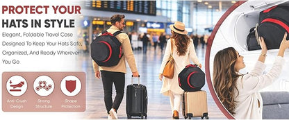 | Premium Foldable & Lightweight Hat Box – Western & Fedora Storage – Water-Resistant Oxford Travel Case – Reinforced Lid – Ideal Gift for Holidays, Birthday & Christmas