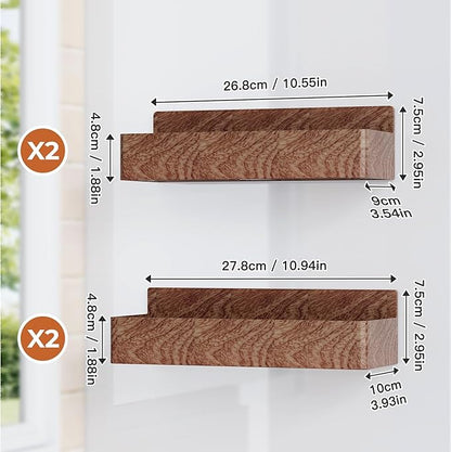 Mystozer Magnetic Spice Rack for Refrigerator, Kitchen Organizer and Storage Shelf, Wood Red, 4 Pack