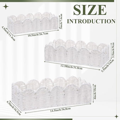 Boao 3 Pcs Boho Storage Wicker Baskets Handmade Woven Decorative Paper Rope Baskets for Organizing with Handle Countertop Toilet Paper Storage Container for Toilet Tank Top (White,Fan-shaped)