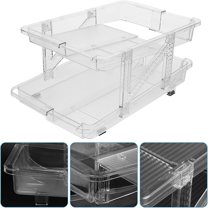 BESTonZON Refrigerator Can Organizer Bin Transparent Dual Rolling Drink Dispenser for Efficient Soda Storage Kitchen Office Living Room
