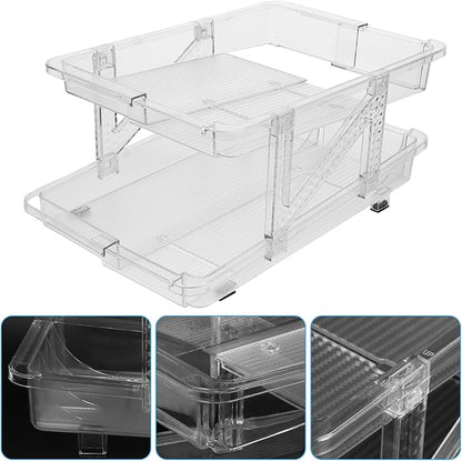 BESTonZON Refrigerator Can Organizer Bin Transparent Dual Rolling Drink Dispenser for Efficient Soda Storage Kitchen Office Living Room