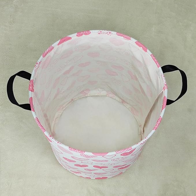 Laundry Basket Canvas Fabric Collapsible Organizer Basket for Storage Bin Toy Bins Gift Baskets Bedroom Clothes Children Nursery Hamper (Angel Heart)