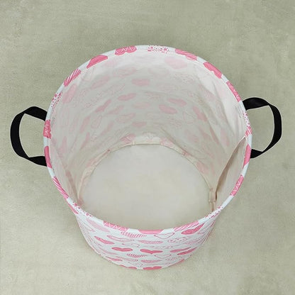 Laundry Basket Canvas Fabric Collapsible Organizer Basket for Storage Bin Toy Bins Gift Baskets Bedroom Clothes Children Nursery Hamper (Angel Heart)