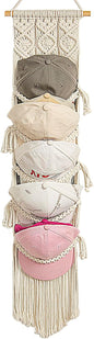 jontell Boho Baseball Cap Hanger-1 Pack-Macrame Hat Organizer for Ball Caps Holder Over Door, Hat Rack for Wall, Cap Rack for Decoration and Display, Boho Handmade Cap Display