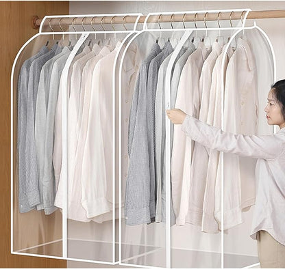 Garment Clothes Cover Storage Bag, 35" Hanging Garment Bags for Closet Storage Large Clear Window Hanging Clothes Storage Garment Rack Cover Coat Protector for Suit Coats Closet Storage
