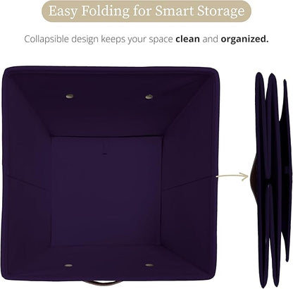DECOMOMO Storage Bins, Cube Storage Bin with Labels, Fabric Storage Cubes for Shelves (10.5" x 11" / 6pcs, Deep Violet)