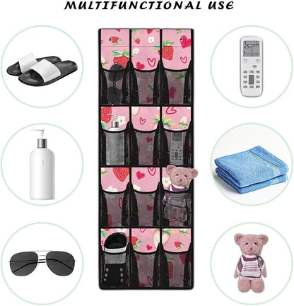 Generic Love Strawberry Underwear Organizer Hanging Elastic Over The Door Organizer Bedroom Bringing Convenience to Life and Work, It Is Suitable for Children Bedroom Offices and Other Places
