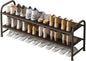 INGIORDAR Shoe Rack 2 Tier Long Storage Organizer Wide Metal Shoe Shelf for Closet Entryway Brown