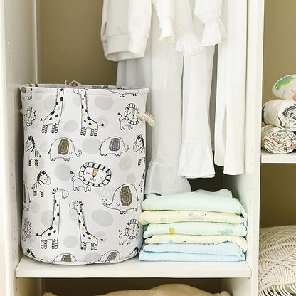 Kids Laundry Basket Extra Large Baby Hamper for Nursery, 58L Kids Baskets for Nursery Stuffed Animal Storage Basket, Canvas Clothes Hamper Toy Basket for Boys Foldable Laundry Hampers (Giraffe)