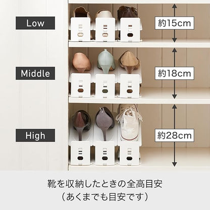 Like-it SH-01L 30P Shoe Storage Space Saver, 2X Storage Capacity, Height Adjustable, Gray, Made in Japan