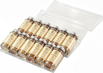 UFORU Acrylic Spice Drawer Organizer 4 Tier(4 Packs), Expandable from 11" to 22" Seasoning Organizer Tray for Kitchen - Clear Tiered Spice Rack for Drawer, No Assembly Required(Jars Not Included)