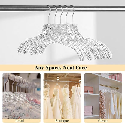 HOUSE DAY Clear Plastic Hangers 25 Pack, Durable Crystal Hangers for Clothes, Light Weight Plastic Dress Hanger for Women, Versatile 16.7‘’ Hanger for Closet and Retail Use, with 360° Swivel Hook