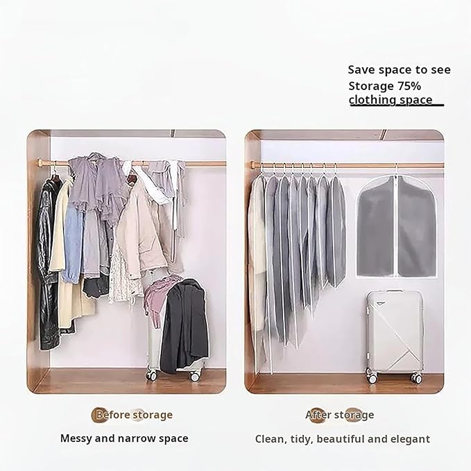 15-PCS Garment Bag Set with Zipper Closure and Semi-Transparent Design, Clothes Covers Garment Bag for Hanging Suits and Coats, Plastic Garment Bags for Hanging Clothes with Reinforced Edges (24"x40")