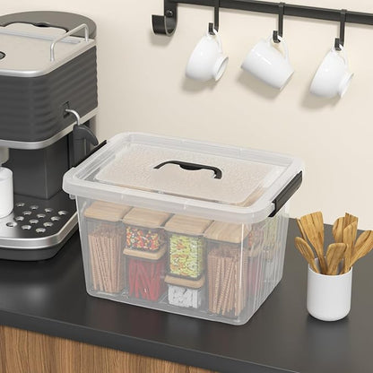 4-pack 20 L Plastic Latching Boxes Totes, Clear Storage Bins with Lids/handles