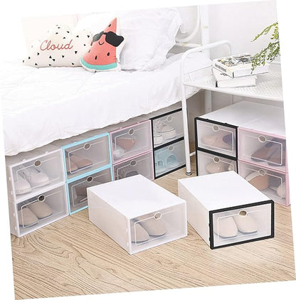 6pcs Shoe Storage Boxes Plastic Shoe Containers Closet Organizer Sturdy Folding Racks