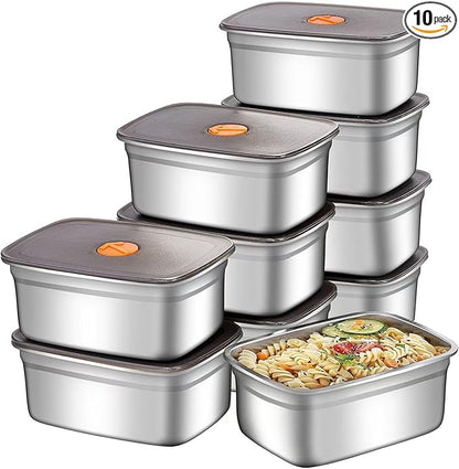 GIUOIDUO 20 PCS Food Storage Containers with Lids Airtight (10 Containers & 10 Lids)，stainless steel food containers leak proof storage box with lid Locking Food Storage Container freezer storage