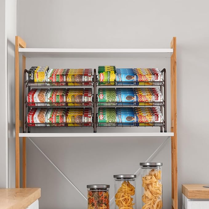NANANARDOSO Can Organizer for Pantry, 3 Tier Can Dispenser Rack Holds up to 72 Cans, Can Storage Organizer Holder for Canned Food Storage Kitchen Cabinets or Pantry Shelf Countertop, Brown
