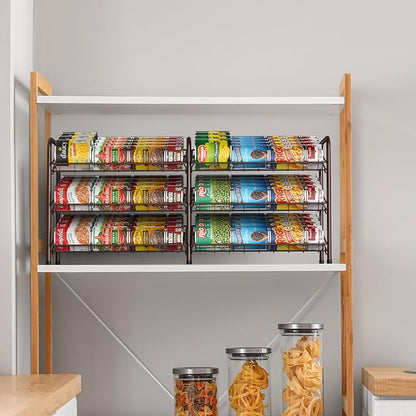 NANANARDOSO Can Organizer for Pantry, 3 Tier Can Dispenser Rack Holds up to 72 Cans, Can Storage Organizer Holder for Canned Food Storage Kitchen Cabinets or Pantry Shelf Countertop, Brown
