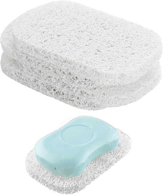 Snowkingdom 4 Pack White Soap Saver Holder for Bar Soap Shower Bathroom Dish Self Draining Lift Pad Porous Construction air circulate 2.9" x 4.5" PVC Non-BPA Non-Slip Durable