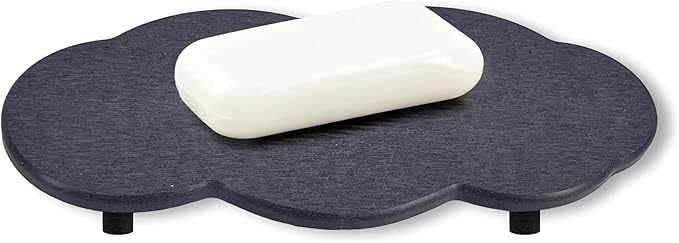 Water Absorbing Stone Tray Cute Cloud Shape, Instant Drying Sink Diatomite Coasters for Bathroom & Kitchen Counter Organizers, Dish Soap Dispenser Sponge Holder, 8 * 4inch, 1 Pcs (Dark Gray)