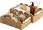 StorageWorks Toilet Paper Storage Basket 2 Pack, Toilet Basket with Wooden Handles, Small Wicker Decorative Scalloped Baskets for Organizing, Living Room, Shelves, Brown Rope Baskets
