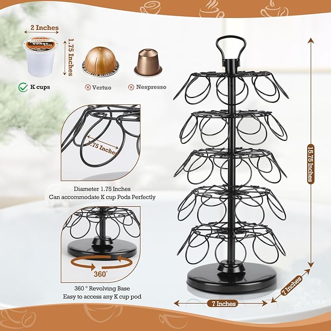 BLACKSMITH FAMILY K Cup Holders,K Cup Holder, K Cups Holder,K Cup Carousel, Coffee Pods Holder Storage Organizer Stand,No Assembly Required,Black (40 Pods Capacity Easy Assembly Glossy Black)