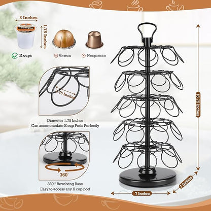 BLACKSMITH FAMILY K Cup Holders,K Cup Holder, K Cups Holder,K Cup Carousel, Coffee Pods Holder Storage Organizer Stand,No Assembly Required,Black (40 Pods Capacity Easy Assembly Glossy Black)