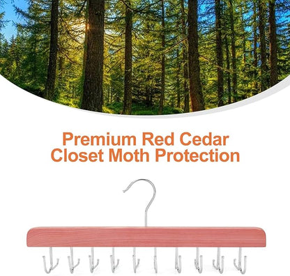 TOPIA HANGER Cedar 2 in 1 Belt Tie Hanger for Closet Max 30 Belts with 30 Ties Capacity, 20 Hooks Belt Tie Racks Hanger for Closet Organizer Storage “U” Fit Belt and “一” Fit Tie - CT53C