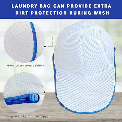 4 Pack Hat Washer Cage for Washing Machine, Baseball Cap Washing Cage, Hat Cleaner for Flat and Curved Ball Caps (Sapphire 4pcs)