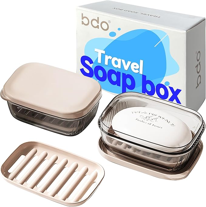PEISAINOX Travel Soap Case, Leakproof Soap Container with Lid, Portable Bar Soap Holder for Traveling, Soap Dishe for Bathroom, Shower, Gym, School, Camping, Vacation, Outdoor,Travel Essentials
