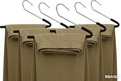 5Pack Pants Hangers, Non-Slip Open Foam Padded Pants Hangers Space Saving Heavy Duty for Jeans, Trousers, Slacks