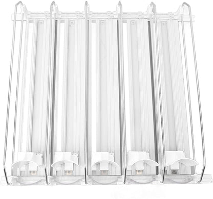 Pilipane 5pcs Self Pushing Soda Can Dispenser Drink Organizer for Fridge Automatic Beverage Pusher Glide System Adjustable Dividers for Beer Pop Cans Water Bottles Pantry Garage Coolers (White)