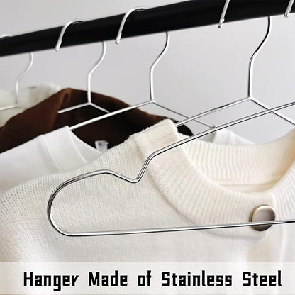 Wire Hangers 100 Pack, Heavy Duty, Space Saving, Stainless Steel, Silver, 16.5inches Closet Hangers for Hanging Coats, Suits, Jackets, Shirts,T-Shirt